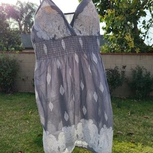 Gray Indian Paisley Print Summer Dress